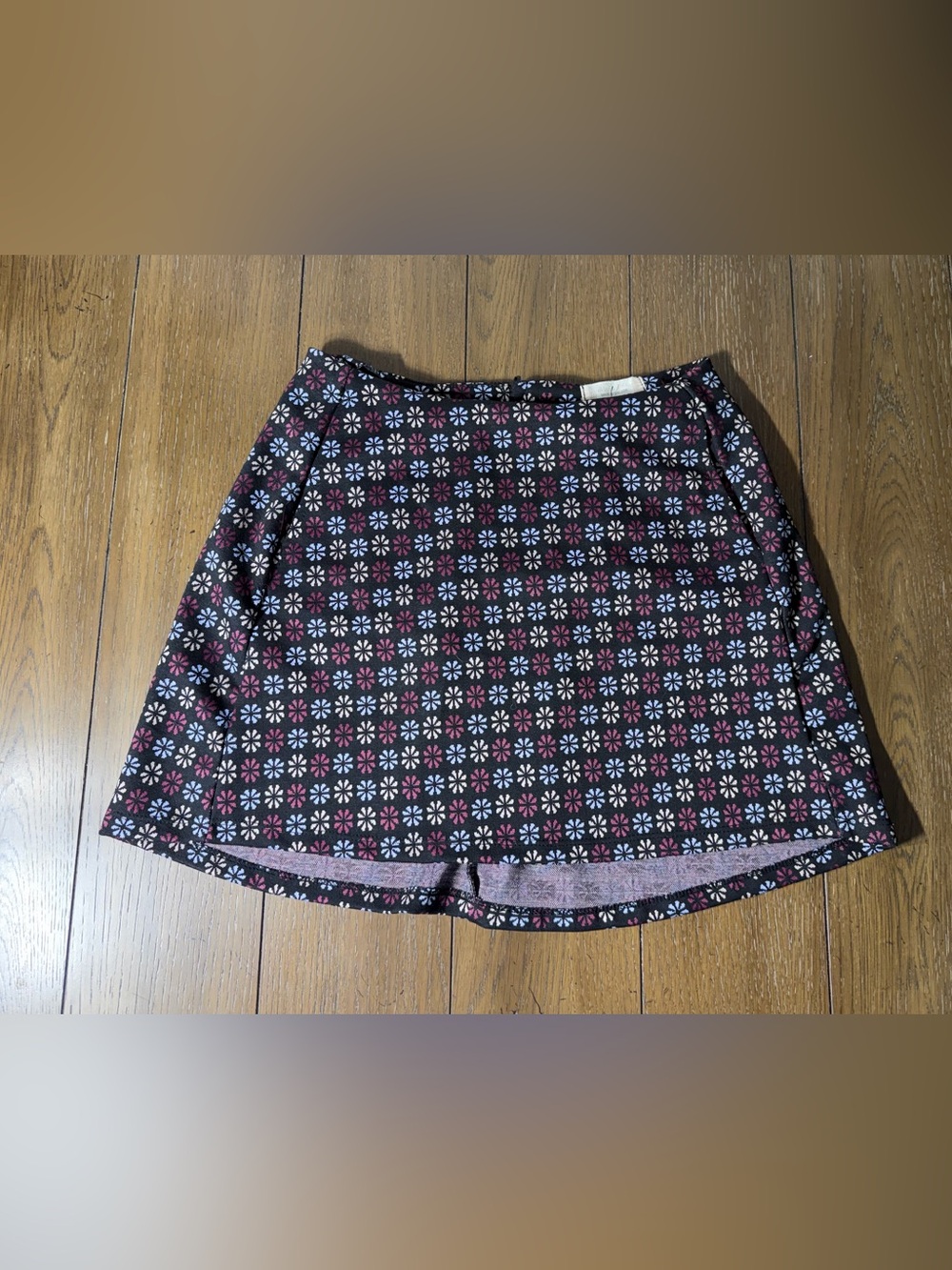 Altar’d State Black Floral Mini Skirt with Pink White Blue Blooms size M
